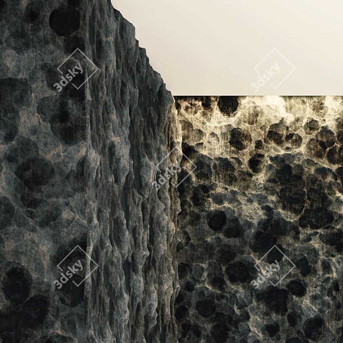 Black Volcanic Rock PBR VRAY 3D model image 3