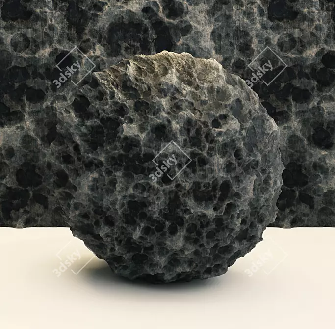 Black Volcanic Rock PBR VRAY 3D model image 4