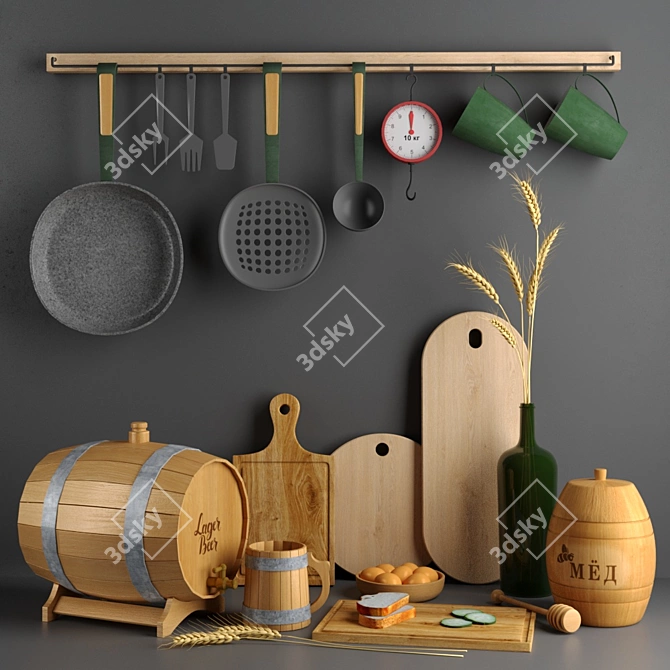 Modern Kitchen Decor Set 3D model image 1