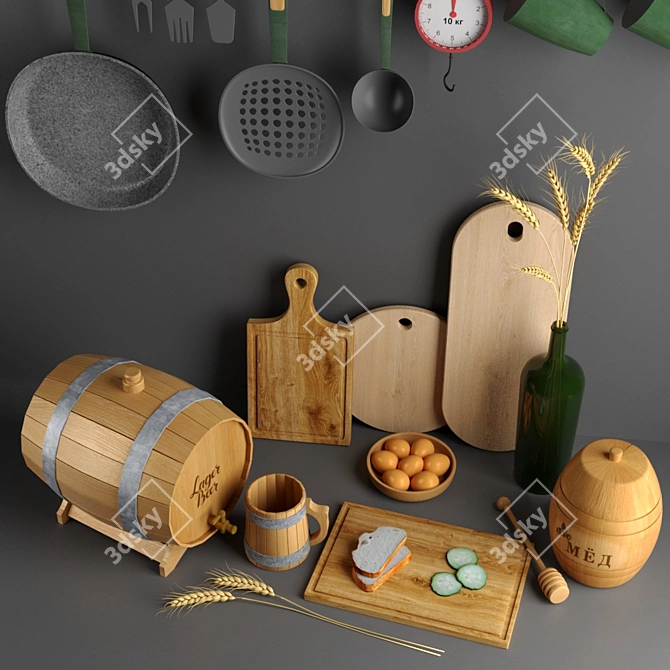 Modern Kitchen Decor Set 3D model image 2