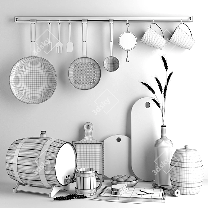 Modern Kitchen Decor Set 3D model image 3