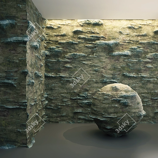 Damaged Cliff Rocks: PBR VRay Material 3D model image 2