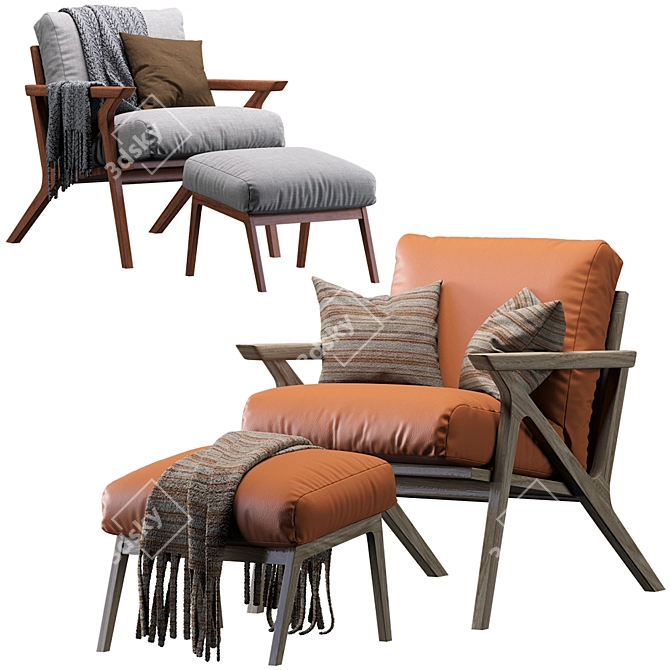 Elegant Mist Lounge Chair 3D model image 1