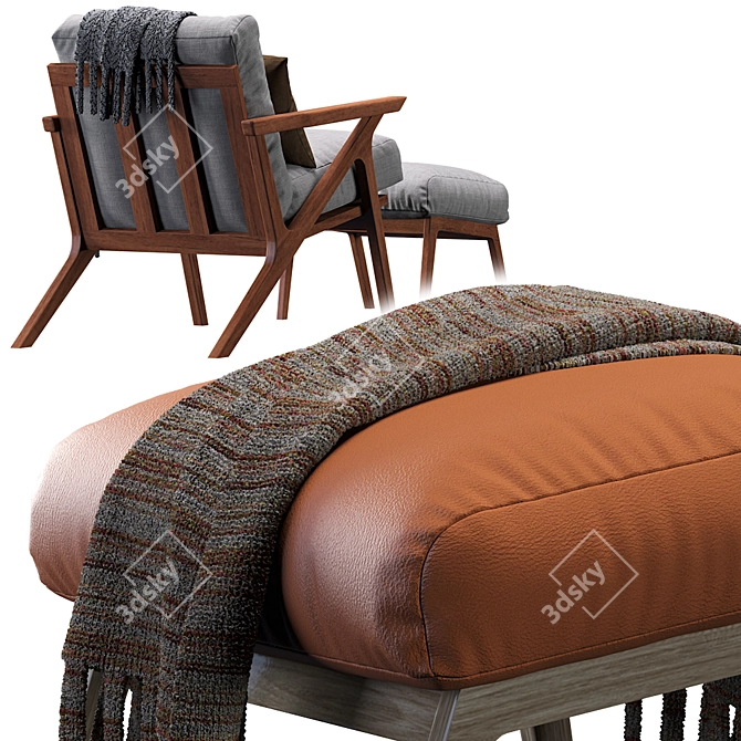 Elegant Mist Lounge Chair 3D model image 3