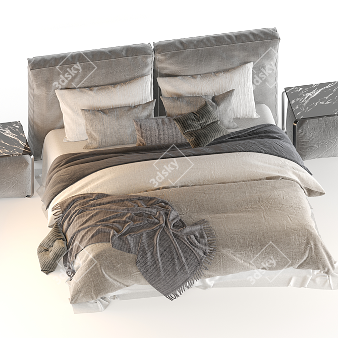 Modern Meridiani Stone Bed 3D model image 2