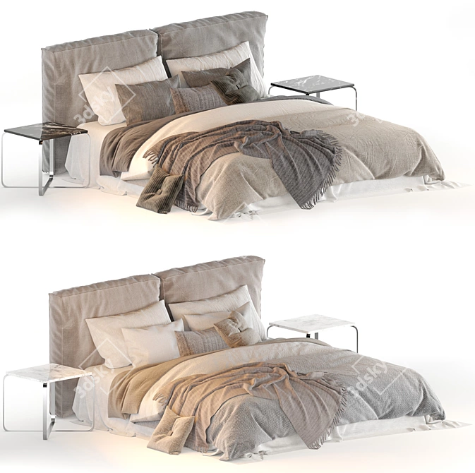 Modern Meridiani Stone Bed 3D model image 7