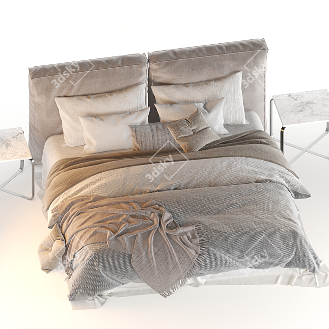 Modern Meridiani Stone Bed 3D model image 9