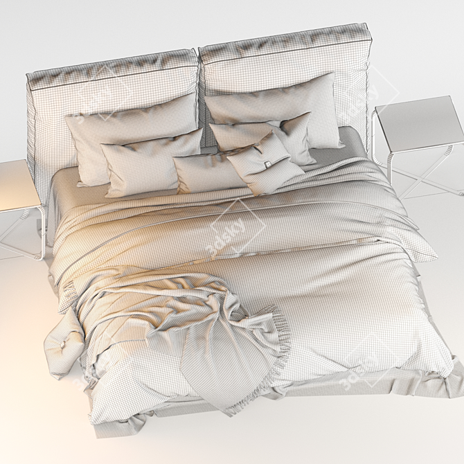 Modern Meridiani Stone Bed 3D model image 10