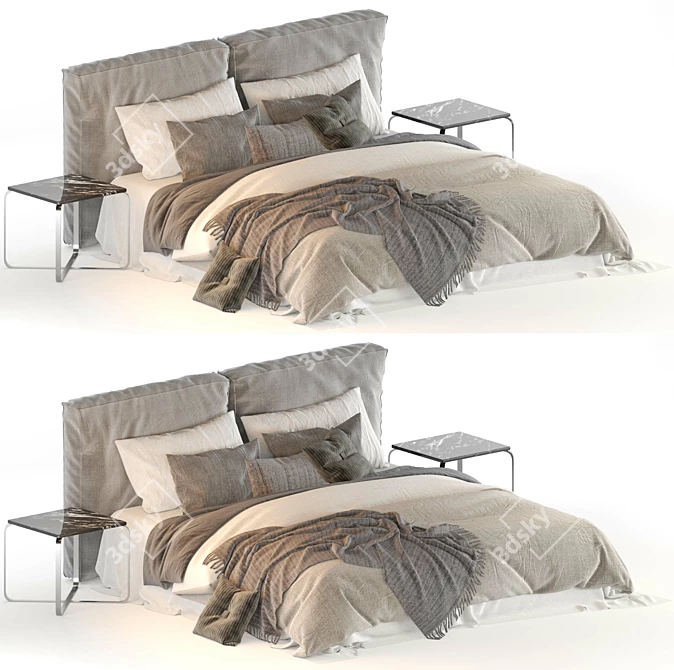 Modern Meridiani Stone Bed 3D model image 14