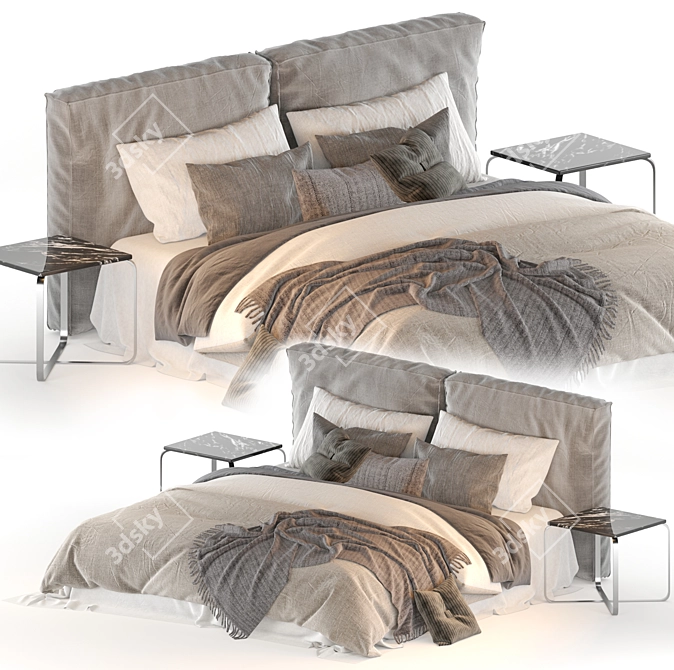 Modern Meridiani Stone Bed 3D model image 16