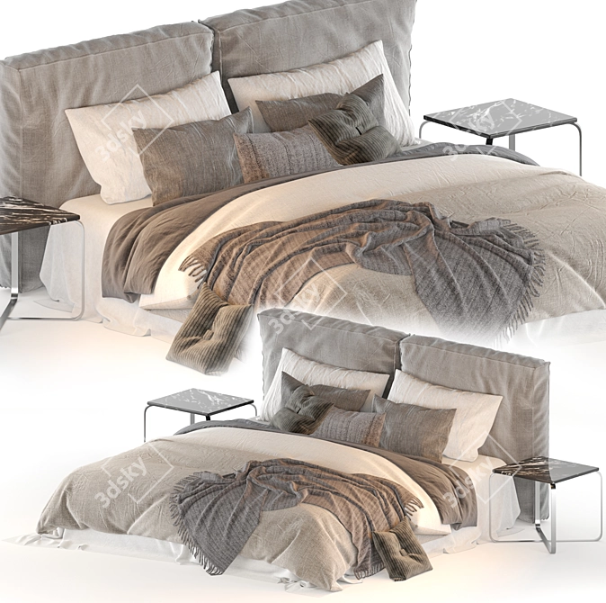 Modern Meridiani Stone Bed 3D model image 17