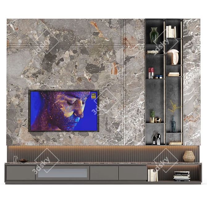 Contemporary TV Wall Decor 3D model image 1