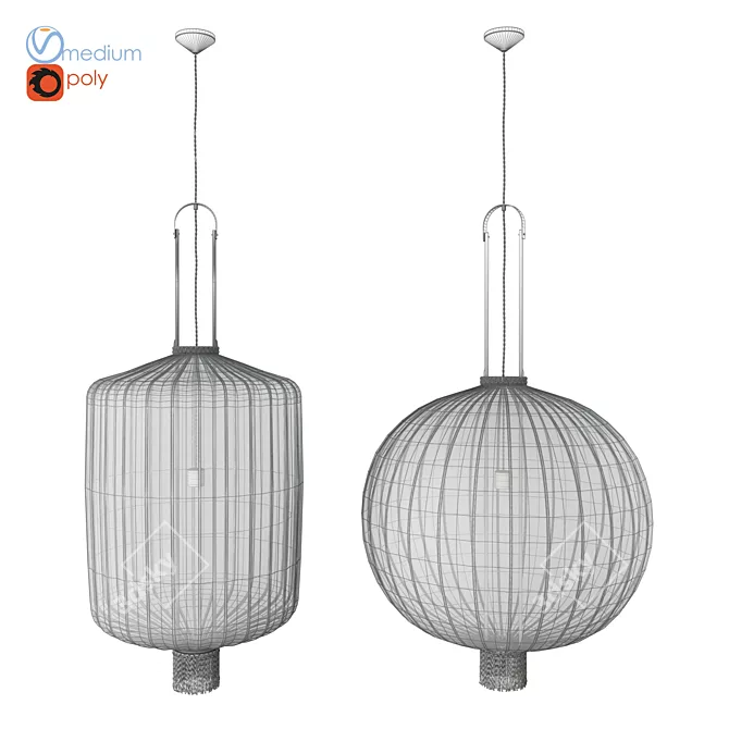 Japanese Style Lanterns 3D model image 4