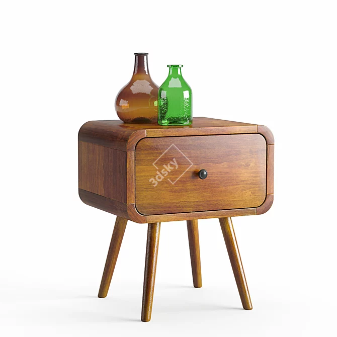 Scandinavian Teak Nightstand: 50x40x58 cm 3D model image 1