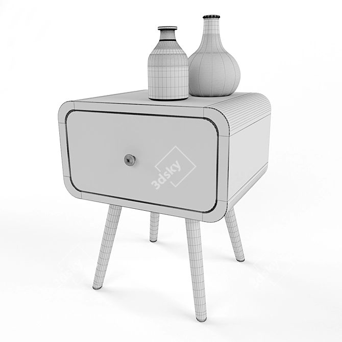 Scandinavian Teak Nightstand: 50x40x58 cm 3D model image 3