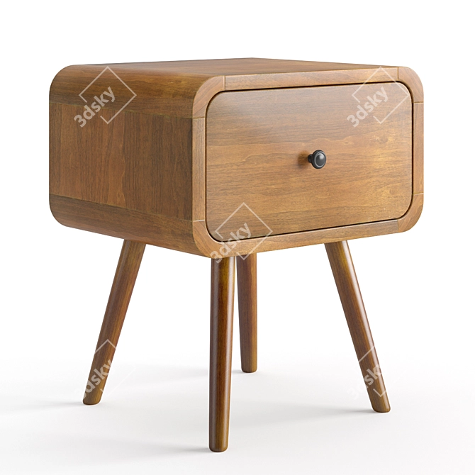 Scandinavian Teak Nightstand: 50x40x58 cm 3D model image 4