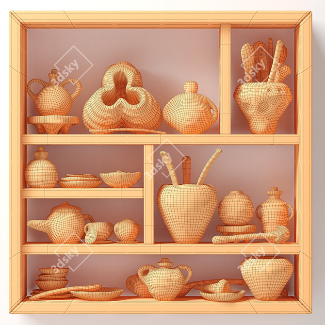 Old Stone Dishes Rack 3D model image 5