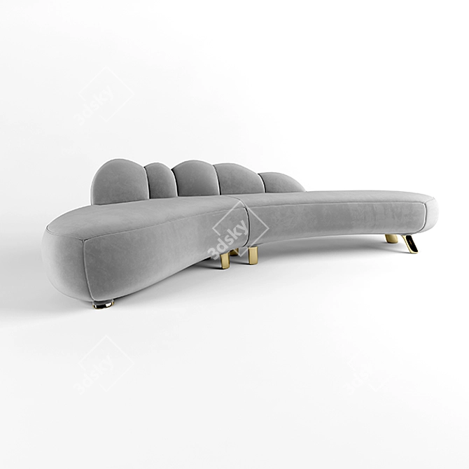 Luxury Gray Curve Sofa: Modern Design 3D model image 1