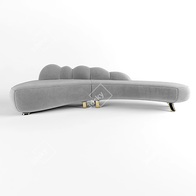 Luxury Gray Curve Sofa: Modern Design 3D model image 2