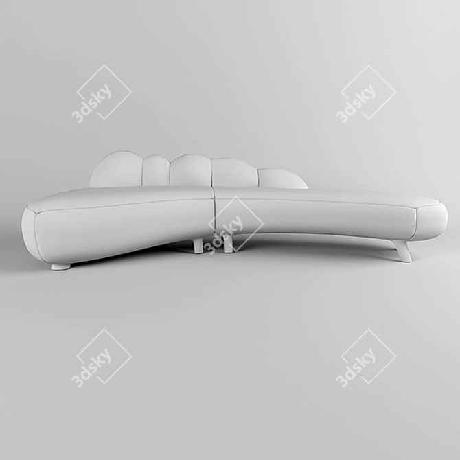 Luxury Gray Curve Sofa: Modern Design 3D model image 4