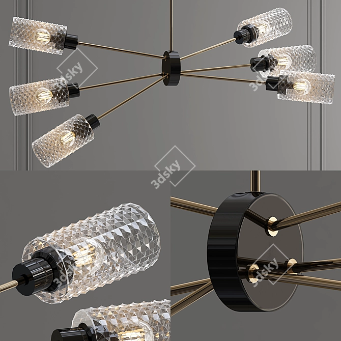 Sputnik Inspired Six Cylinder Chandelier 3D model image 1