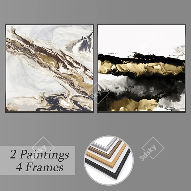 Artful Frames and Paintings Set 3D model image 1