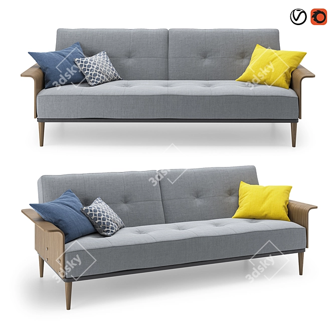 Monroe Mid Century Tufted Sofa 3D model image 2
