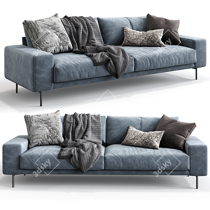 Modern Triple Sofa by B&T Design 3D model image 1