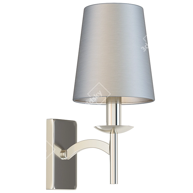 Modern Nickel Wall Lamp with Grey Textile Shade 3D model image 1