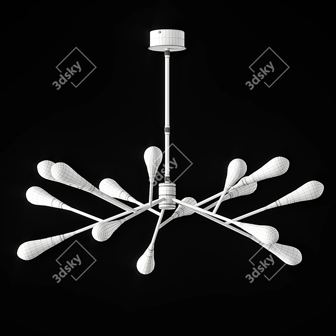 Elegant Glass LED Chandelier 3D model image 4