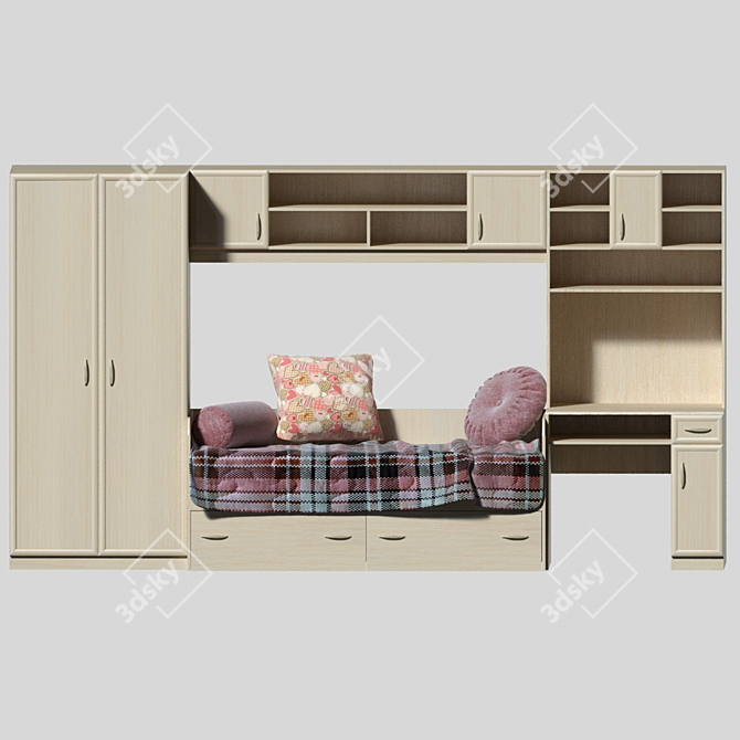 Modern Kids Bedroom Furniture Set 3D model image 3