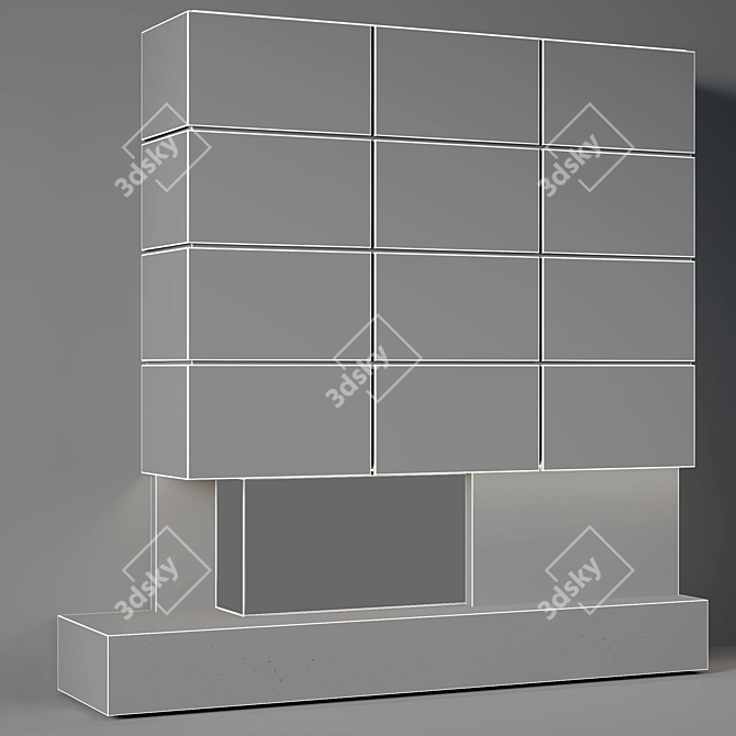Modern Wooden Panel Fireplace 3D model image 4