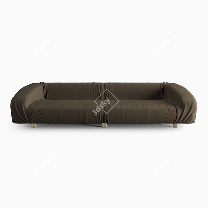 Sleek Fold Leather Sofa 3D model image 3