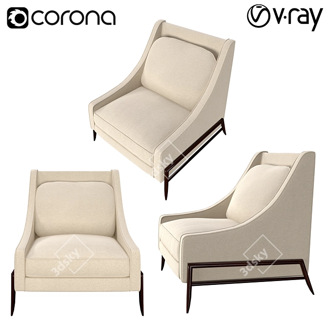 Scandinavian-Inspired Hudson Armchair 3D model image 1