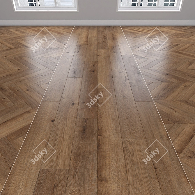 Oak Parquet: Herringbone, Linear & Chevron 3D model image 1