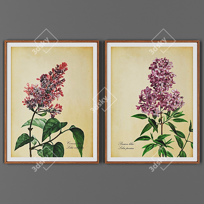 Modern Wood Frame Picture Set 3D model image 1