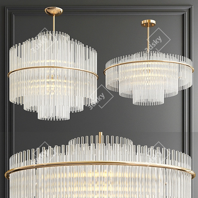 Elegant Nightfall Chandelier 3D model image 1