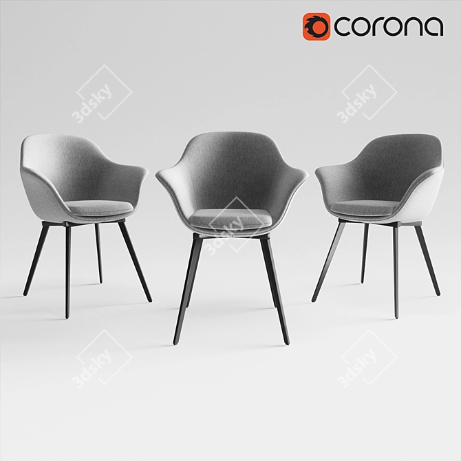 Vintage Gray Dining Chair - Quilda LA REDOUTE 3D model image 1