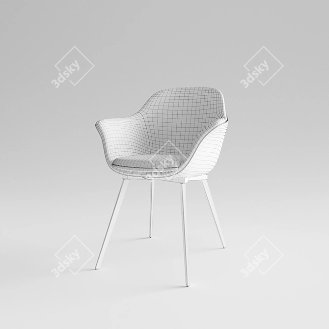 Vintage Gray Dining Chair - Quilda LA REDOUTE 3D model image 3