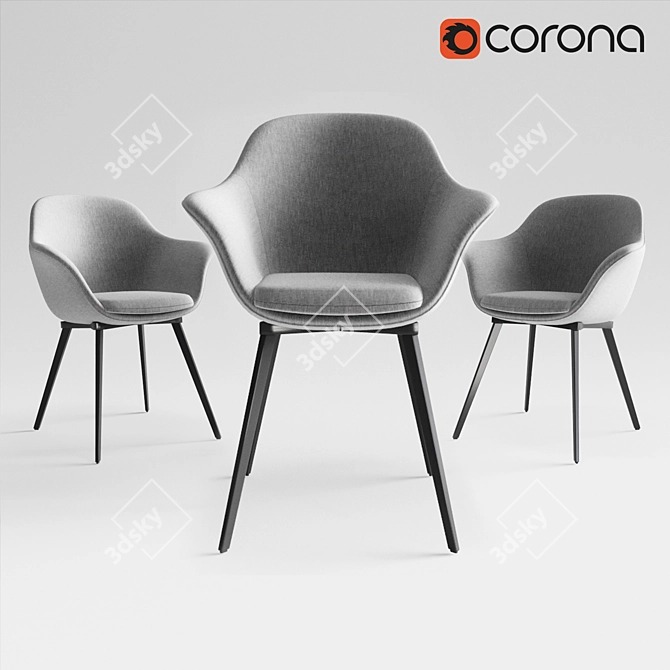 Vintage Gray Dining Chair - Quilda LA REDOUTE 3D model image 4