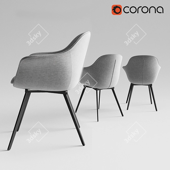 Vintage Gray Dining Chair - Quilda LA REDOUTE 3D model image 5