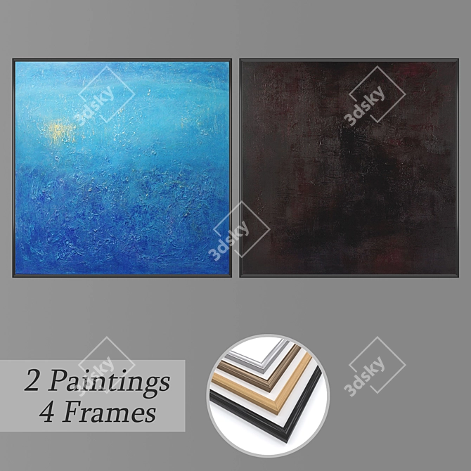 Elegant Set of Wall Paintings 3D model image 1