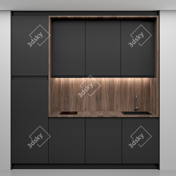 Modern Kitchen Unit: Compact, Stylish, and High-Quality 3D model image 1