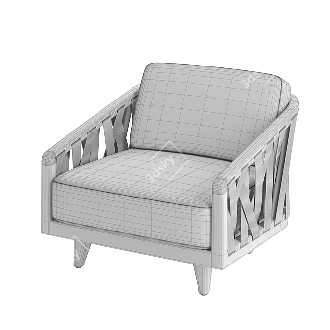 Weathered Grey Teak Outdoor Lounge Chair 3D model image 5