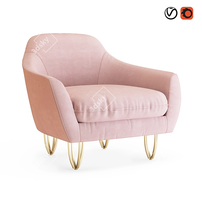 Velvet Lily Armchair: Pink Elegance 3D model image 1