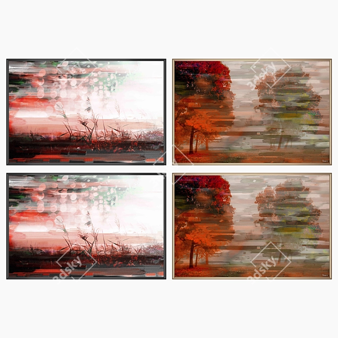 Modern Wall Art Set with Variety of Frames 3D model image 2