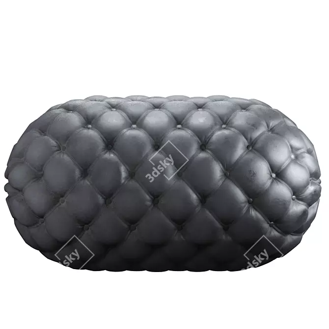 Sleek Black Leather Chesterfield 3D model image 2