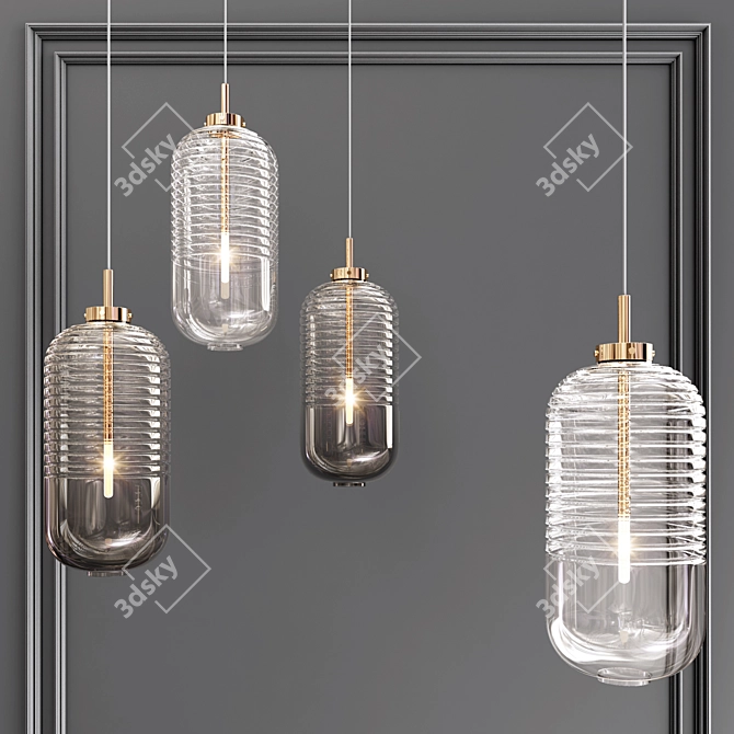 Elegant Glass Ring Chandelier 3D model image 1