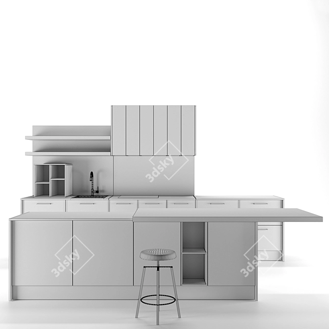 Modern Style Arredo3 Round Kitchen 3D model image 5