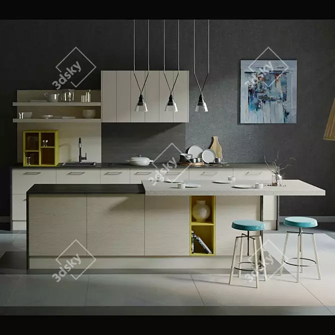 Modern Style Arredo3 Round Kitchen 3D model image 16